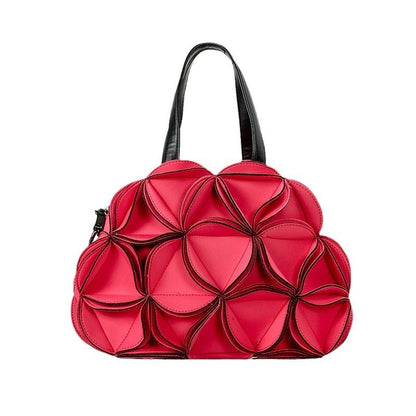 Bolso bandolera portátil con forma de flor y costuras de PU para mujer