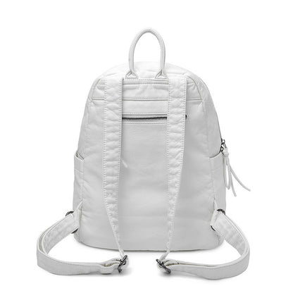 Women's New Washed Fashion Soft Leather Backpack