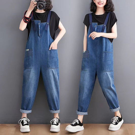 Damen Neue lockere lässige Retro-Mode Denim Overalls