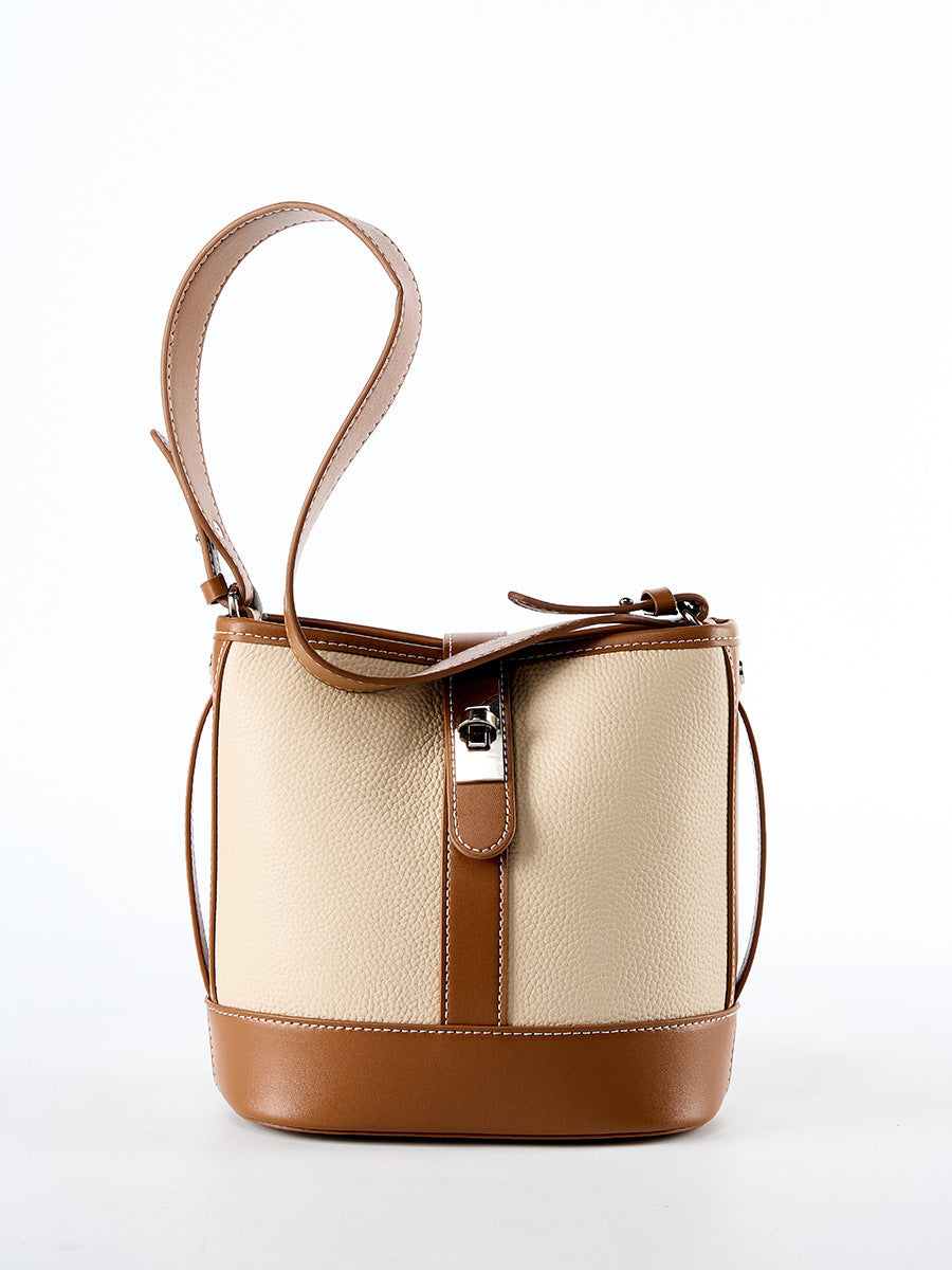 Top Layer Cowhide Bucket Bag All-match Genuine Leather Women's Messenger Bag