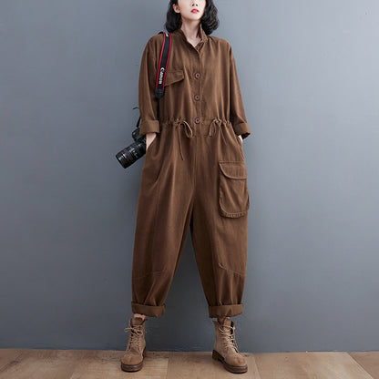 Women's Jumpsuit Retro Art And Versatile Plus Size Loose One-piece Trousers Autumn New Casual Pants