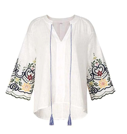 Women's  Embroidered V-neck Shirt