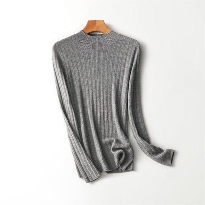 Women's All-wool Long-sleeved Sweater Seamless Worsted Half-turtleneck Mernu Sunken