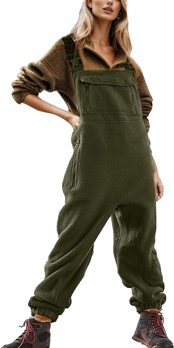 Jumpsuit für Damen mit Taschen, einfarbig, verstellbarem Schultergurt