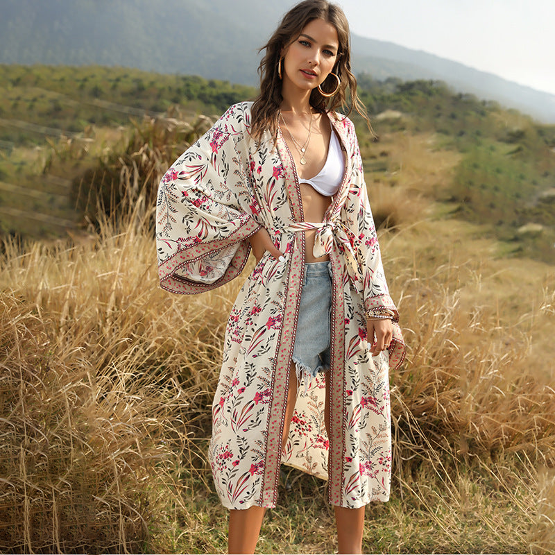 Sonnenschutz-Cardigan mit Bohemian-Print