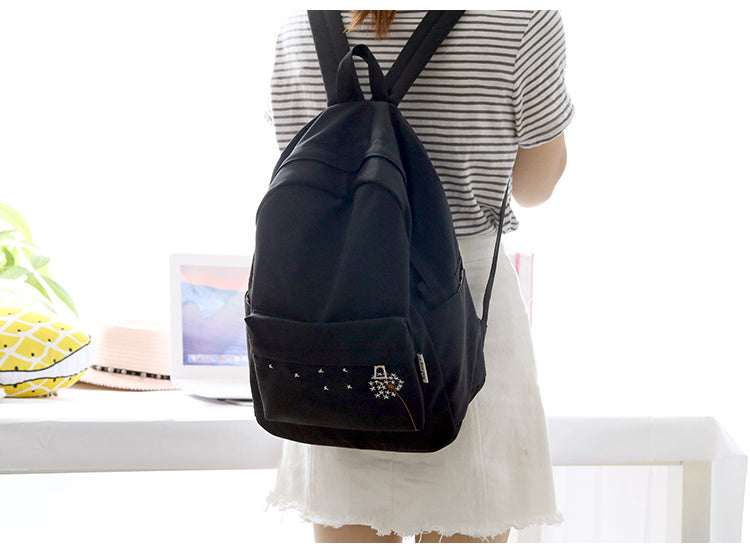 Embroidery Dandelion School Bag Female Backpack