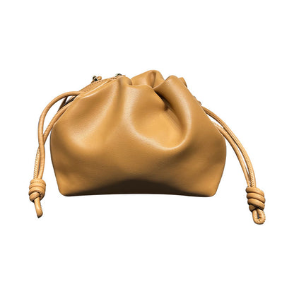 Bolso bandolera estilo chino para mujer, de piel de vaca, con cordón y diseño de nubes