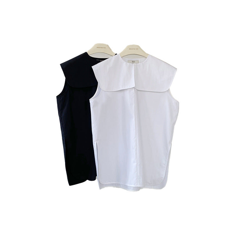 Women's French Doll Large Lapel Loose And Lazy Sleeveless Shirt