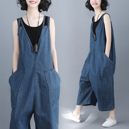 Damen Frühling Neue Lose Große Größe Casual Denim Overalls