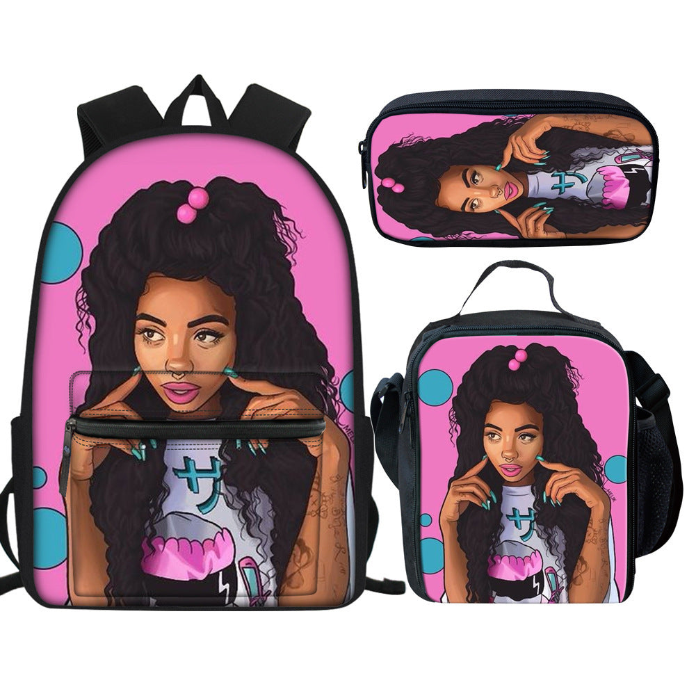 Creative Printed Girl Pattern Multifunctional Schoolbag