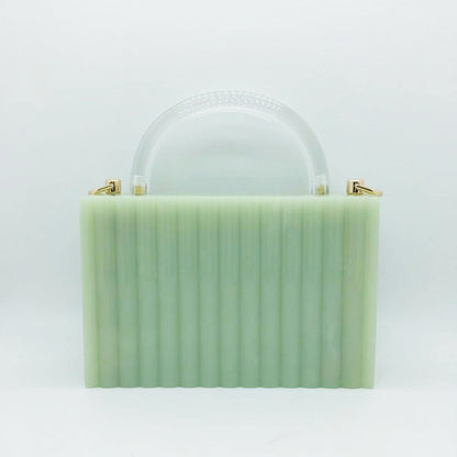 Vertical Striped Acrylic Clutch Small Square Bag With Transparent Handle