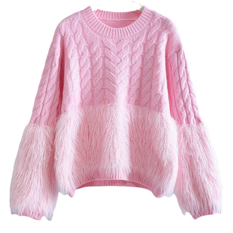 Cable-knit Sweater Women's Design Sense Loose