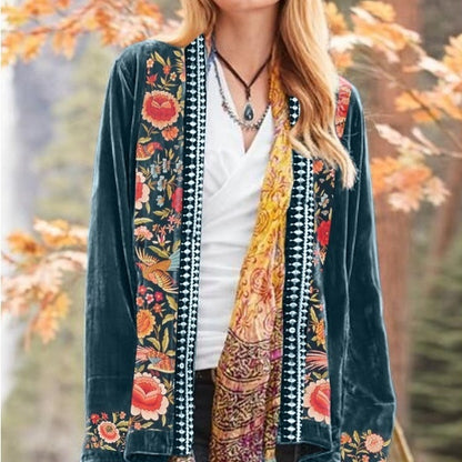 Strickjacke im Bohemian-Blumen-Print