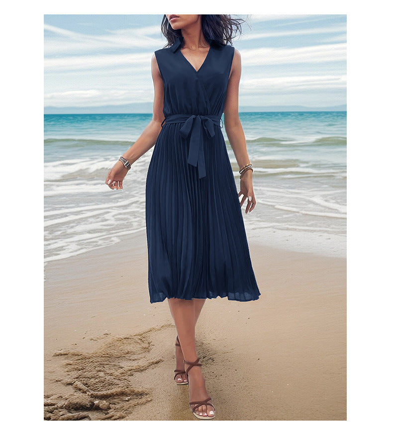 Women's Fashion Sleeveless Solid Beach Dress