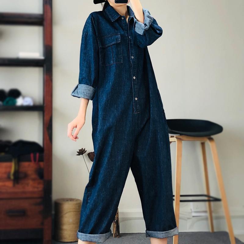 Women's Fashion Overalls Loose Denim