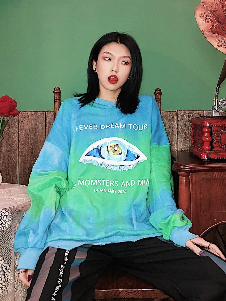 Sudadera oversize con letras de ojos 