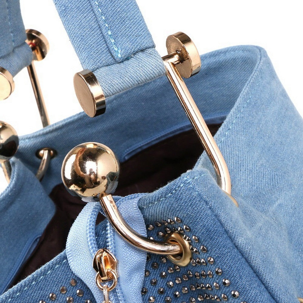 Fashion One-shoulder Messenger Portable Bucket Bag Denim Canvas