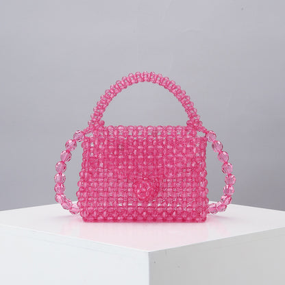 Diagonal Bag Female Cute Woven Ins Handmade Acrylic Mini