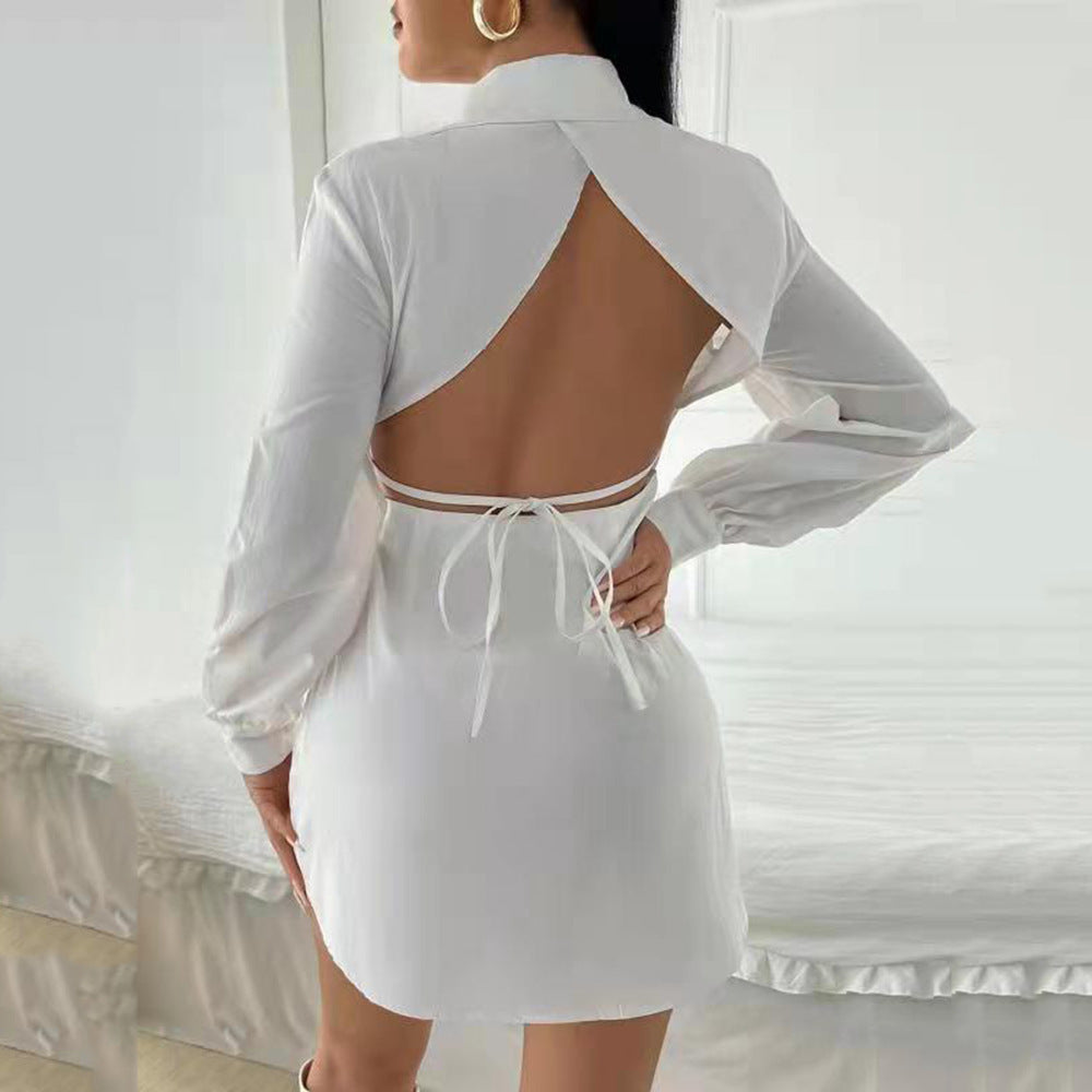 Traje de mujer con camisa blanca de manga larga y parte posterior tipo cárdigan