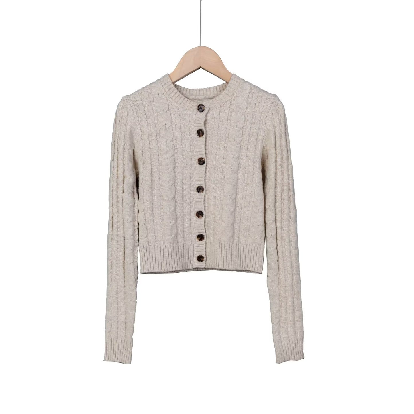 Women's American-style Retro Button Twist Long-sleeved Sweater