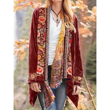 Strickjacke im Bohemian-Blumen-Print