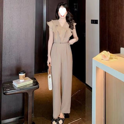 Women's Fashion Temperament Pure Color Jumpsuit