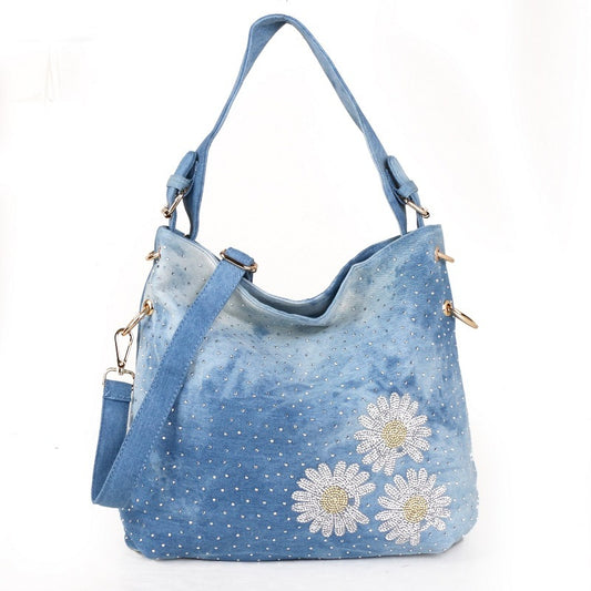 Fashion Denim Canvas One Shoulder Messenger Handbag