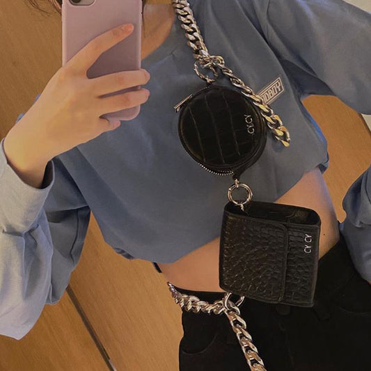 Thick Chain Western Style One-shoulder Waist Chest Bag