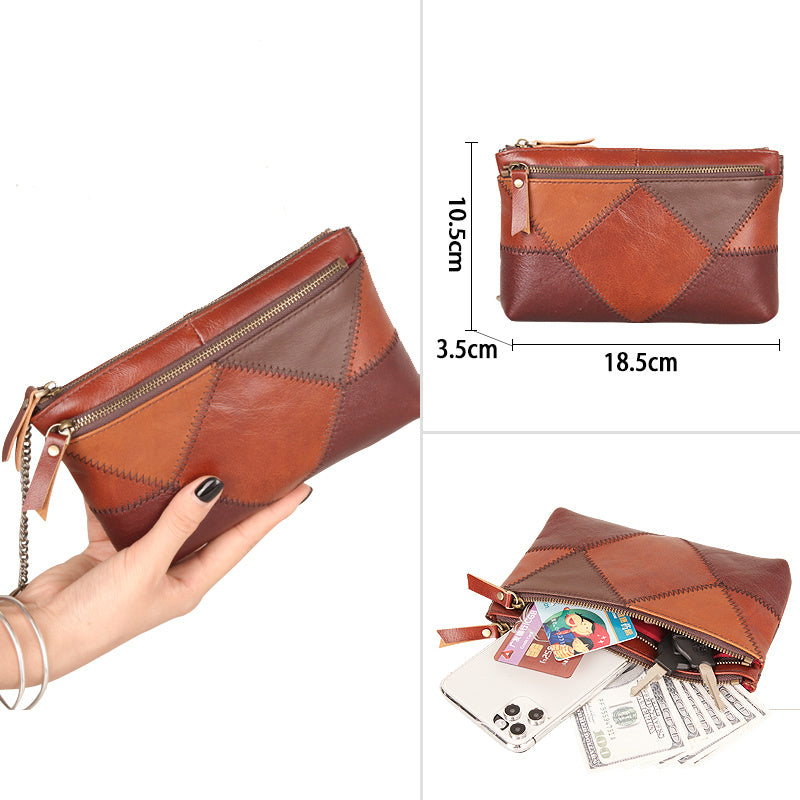 Wallet With Contrast Color And Large Capacity Soft Leather