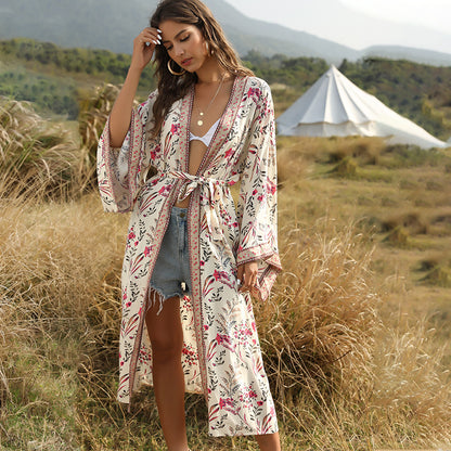 Sonnenschutz-Cardigan mit Bohemian-Print