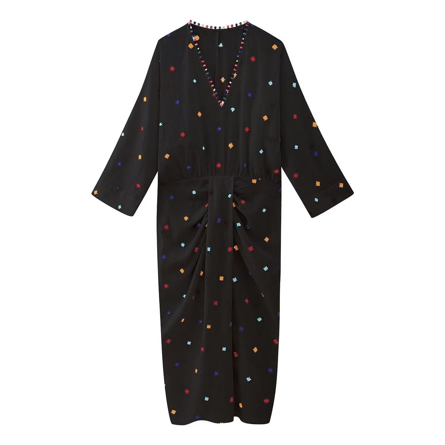 Women's Embroidered Spherical Cotton Dress