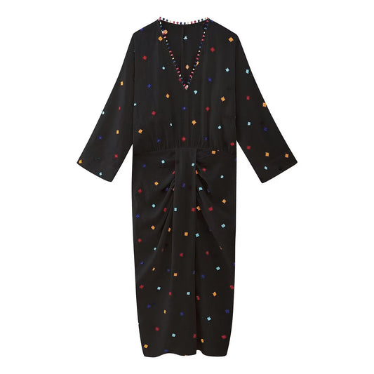 Women's Embroidered Spherical Cotton Dress