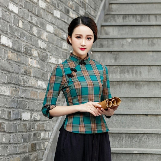 The Republic of China Style Improved Lattice Retro Tang Suit