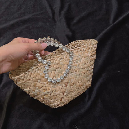 Bolso de mano de moda tejido estilo vacaciones para mujer