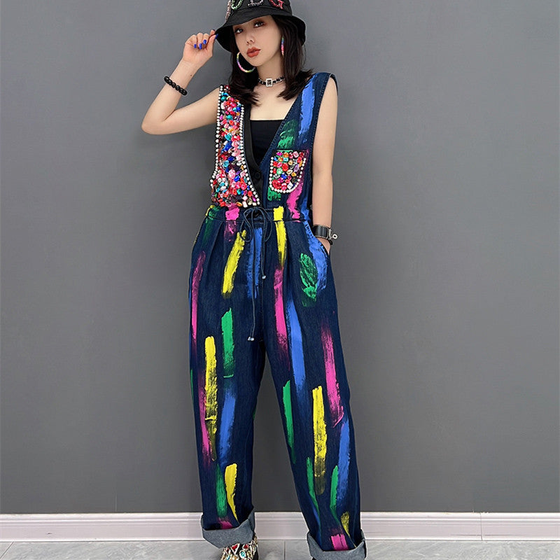 Women's Fashion Sleeveless One-piece Strappy Pants