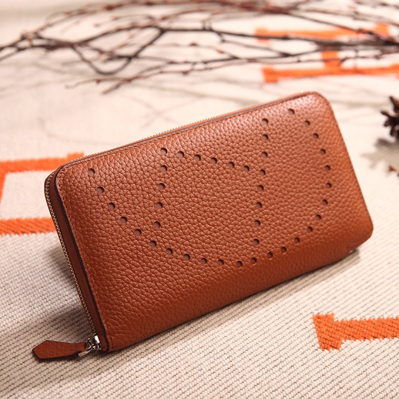 Women's Long Multifunctional Hollow Leather Wallet