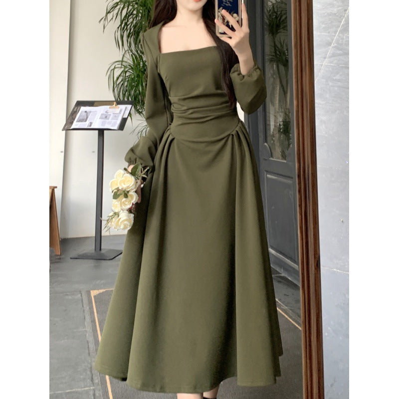 Langarmkleid im Retro-Stil für Damen im französischen Stil