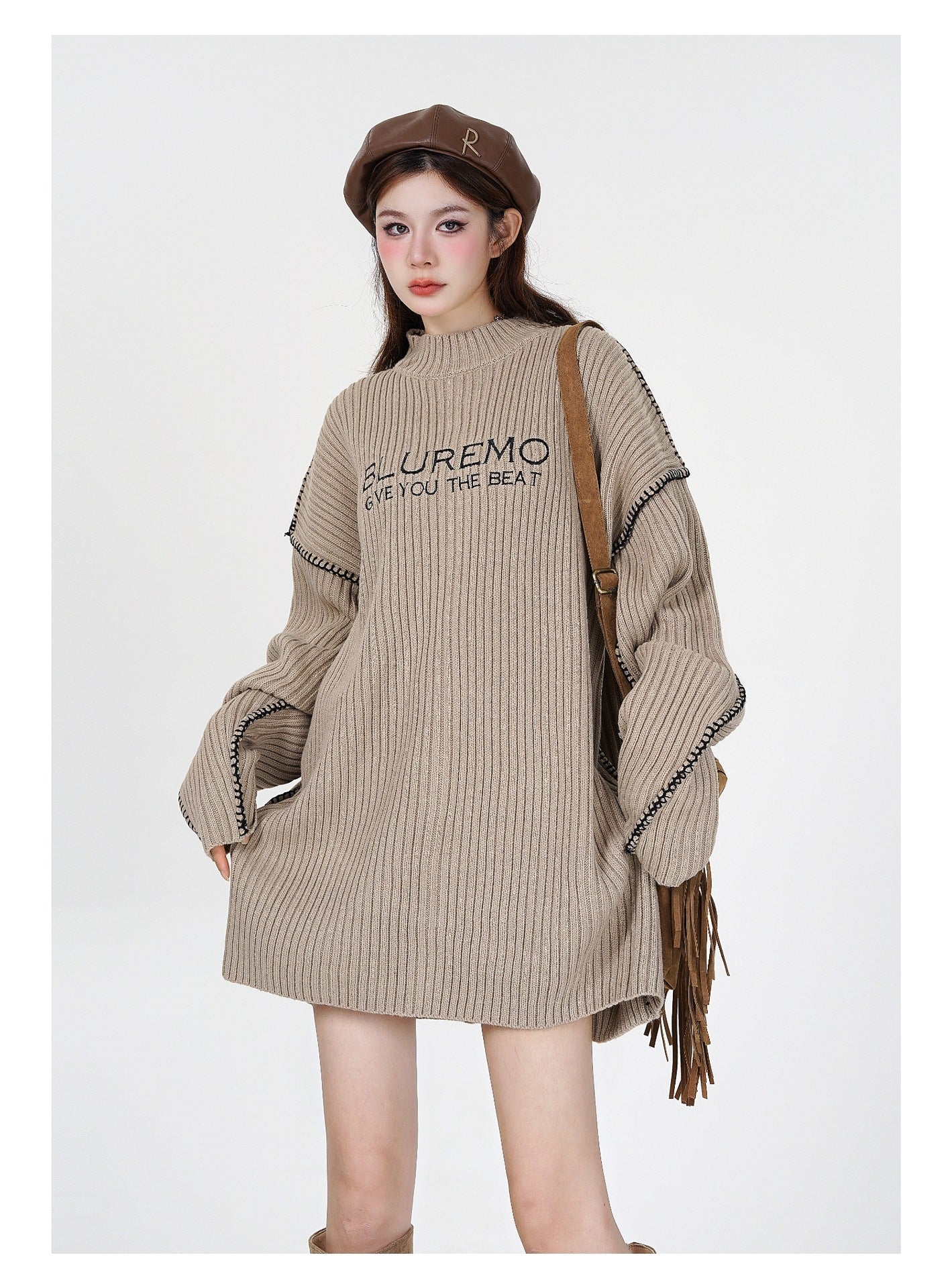 Trendy Contrast Color Rope Couple Sweater