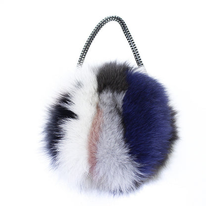 Fox Fur Small Round Bag Shoulder Crossbody