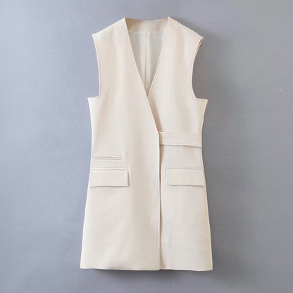 White Fashion Loose Holiday Style Casual Vest Vest