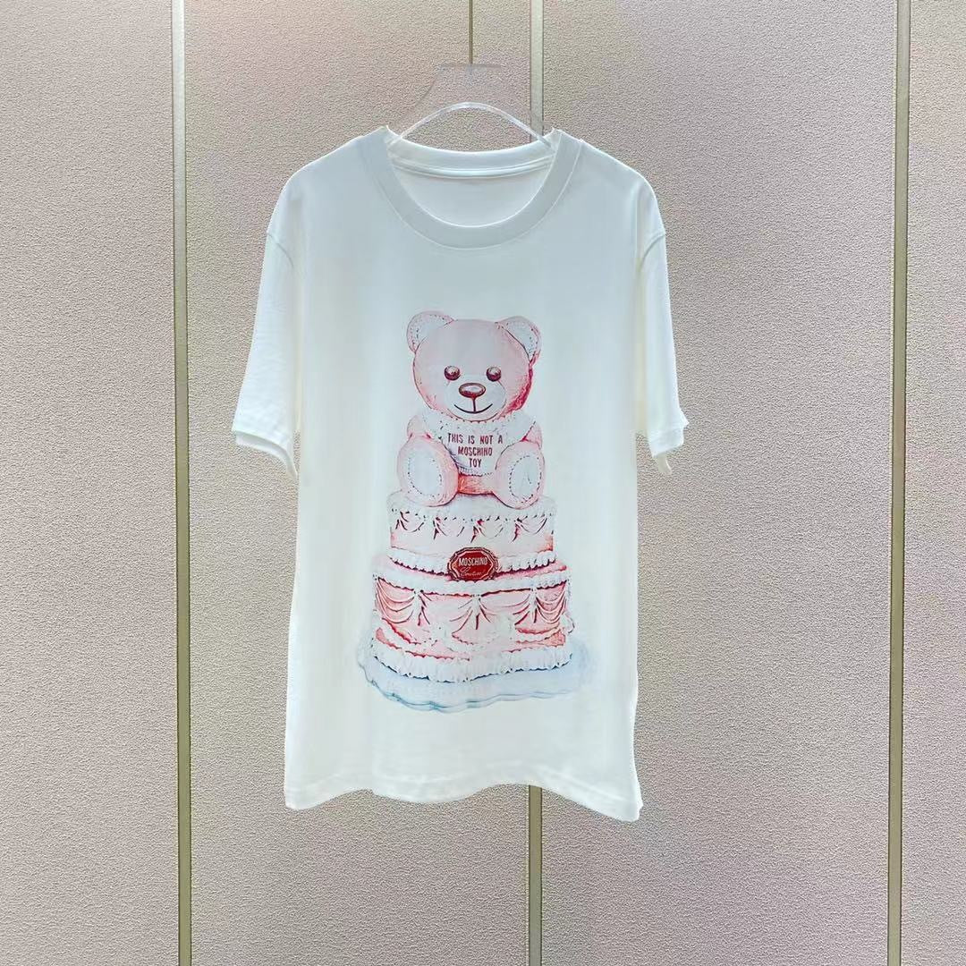 Camiseta informal de manga corta con estampado de oso de dibujos animados para parejas