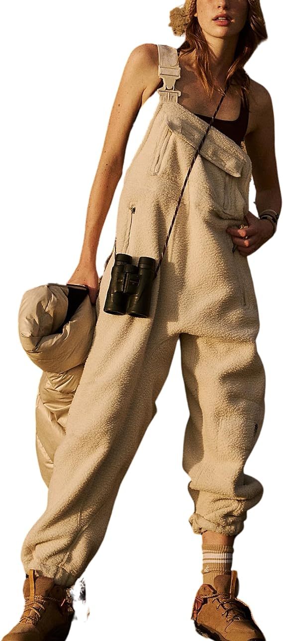 Jumpsuit für Damen mit Taschen, einfarbig, verstellbarem Schultergurt