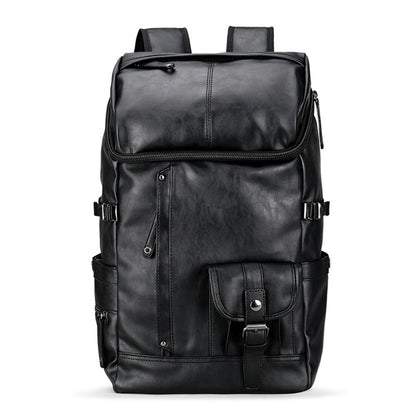 Fashion Simple Solid Color Leather Casual Backpack