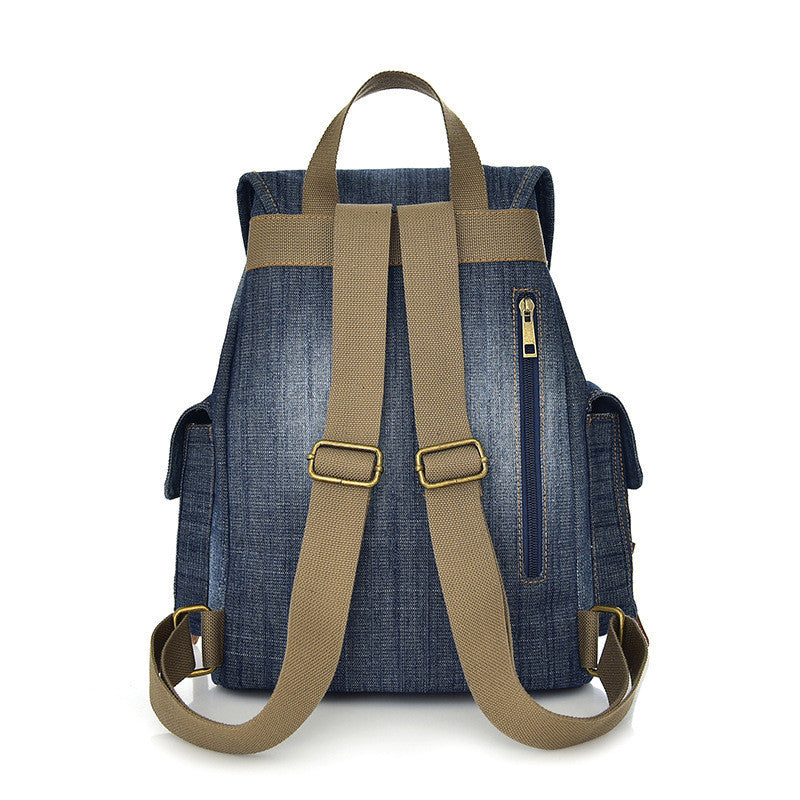 Rucksack Retro Denim Rucksack Weibliche Kordelzug Kordelzug Tasche