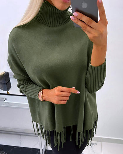 Top de lana con cuello alto para mujer, estilo europeo y americano