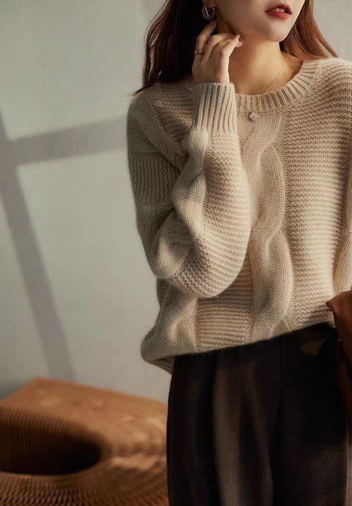 Women's Woolen Sweater Autumn And Winter Heavy Industry Idle Style Loose Thick Sweater