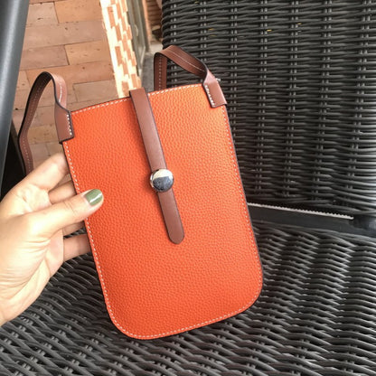 Women's First Layer Cowhide Pull-belt Mobile Phone Bag