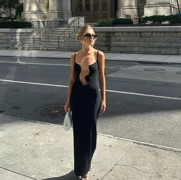 Vestido con tirantes ondulados de moda para mujer