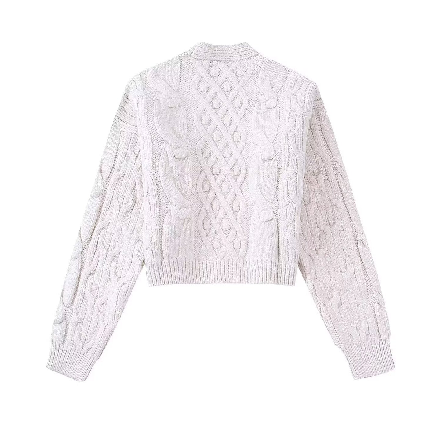 Women's White Knitted Cardigan Coat