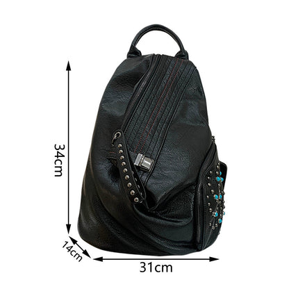 Fashion Leather Double Shoulder Dumpling Backpack